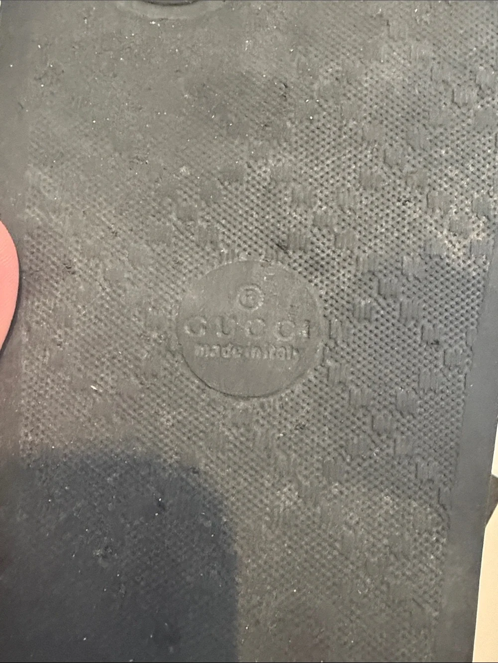 Gucci Black Embossed Logo Rubber Slide Sandals